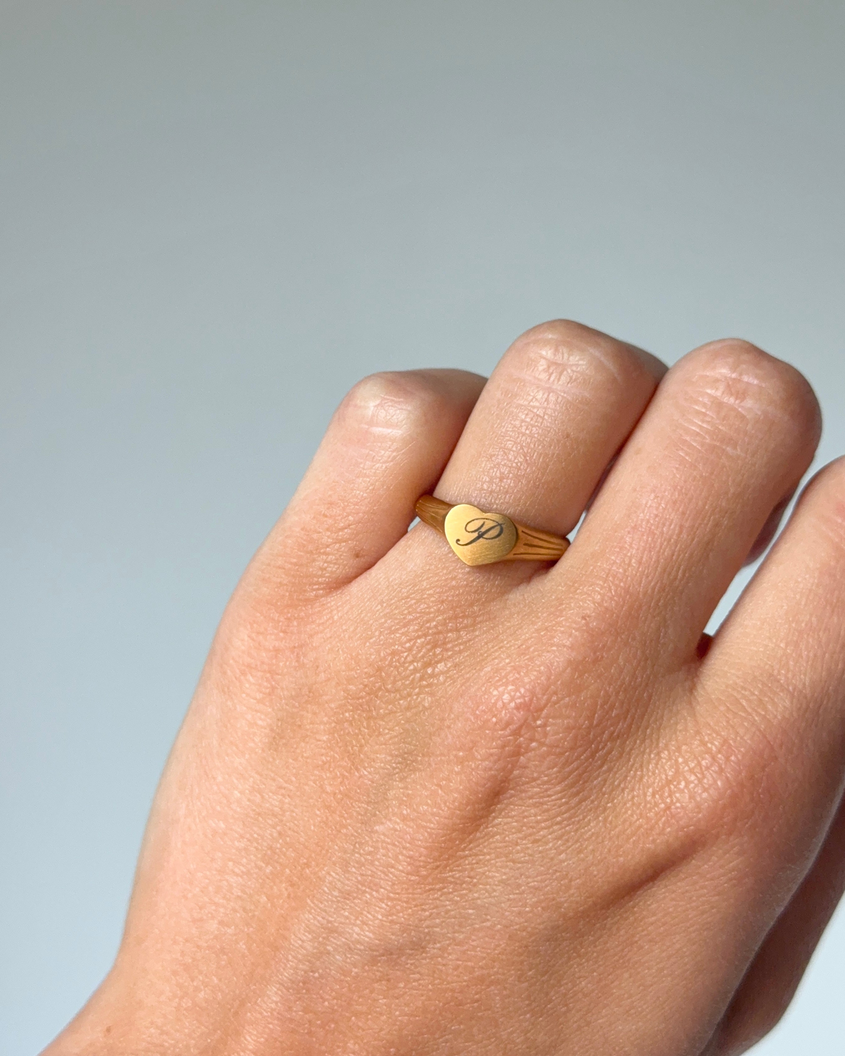 Engraved Heart Signet Ring