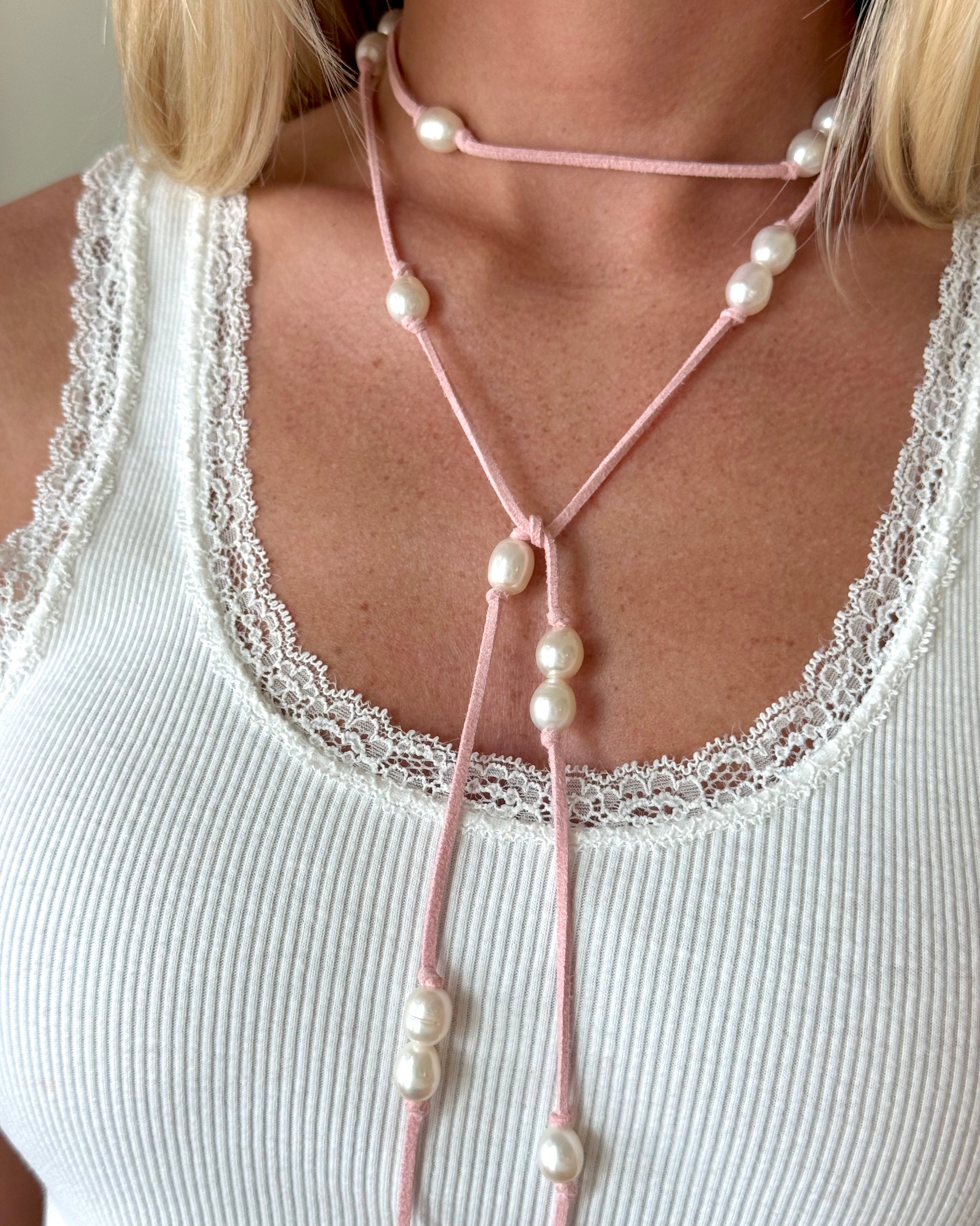 Pink Pearl Wrap Necklace