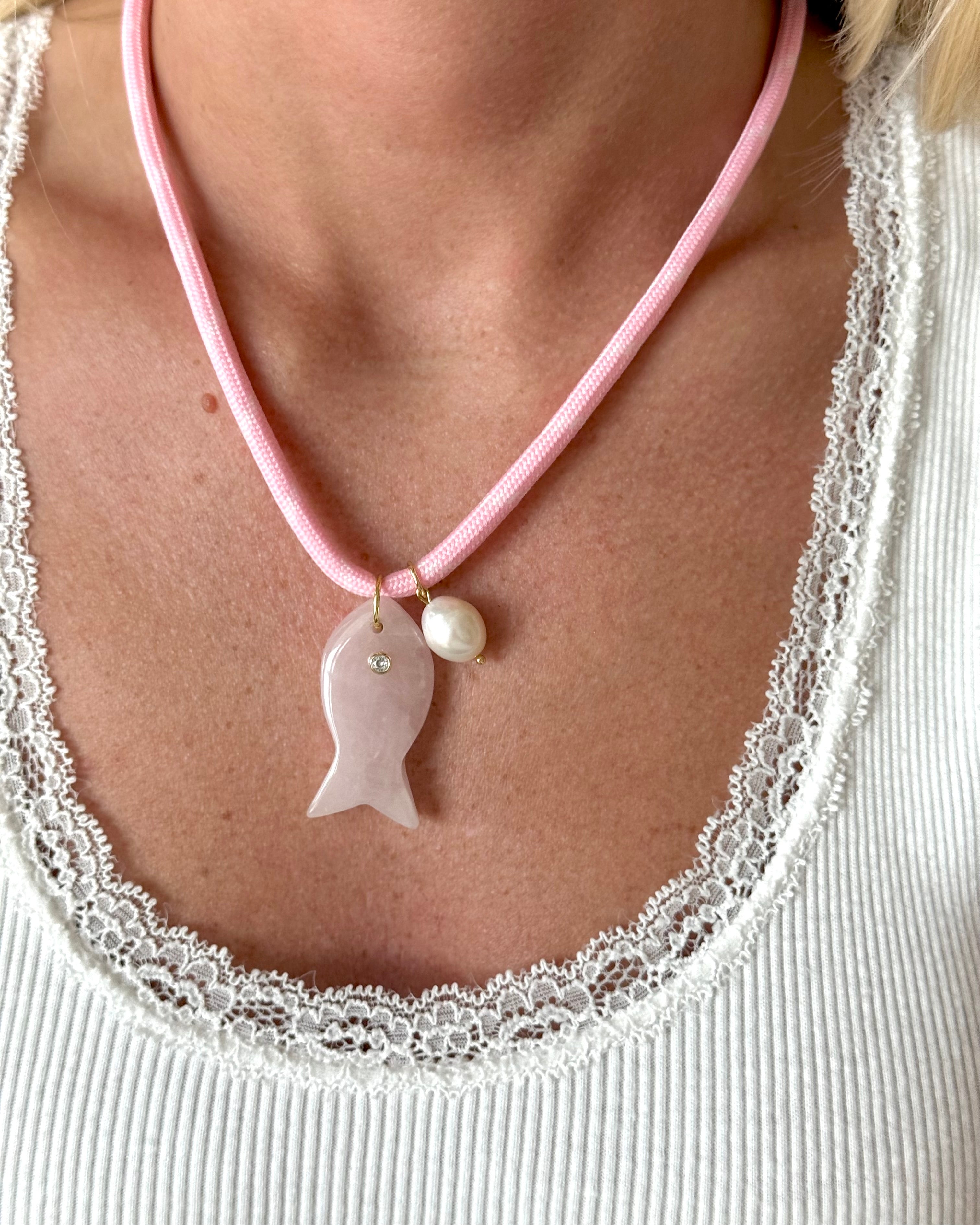 Pink Paracord Fish Necklace