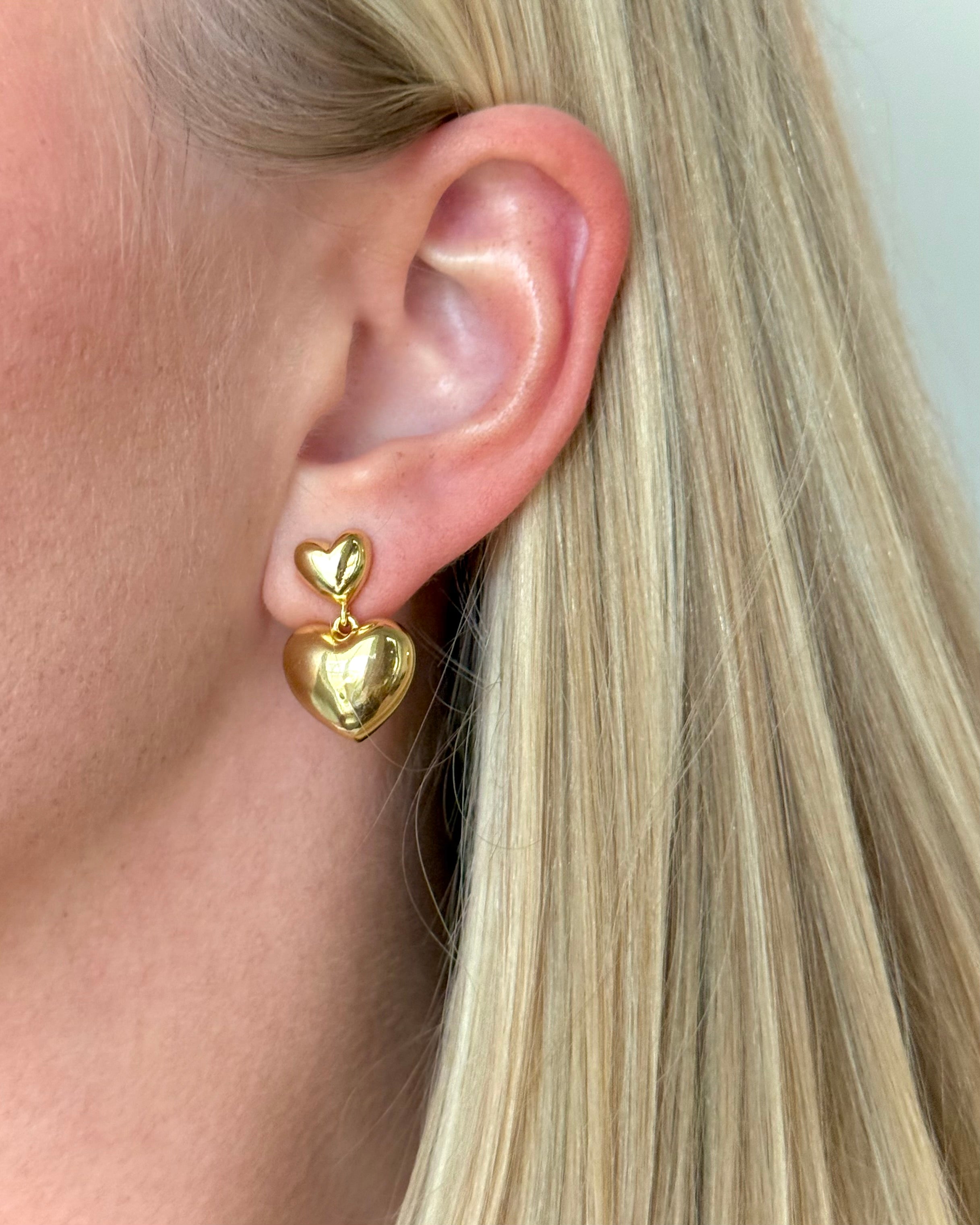 Double Puff Heart Earrings