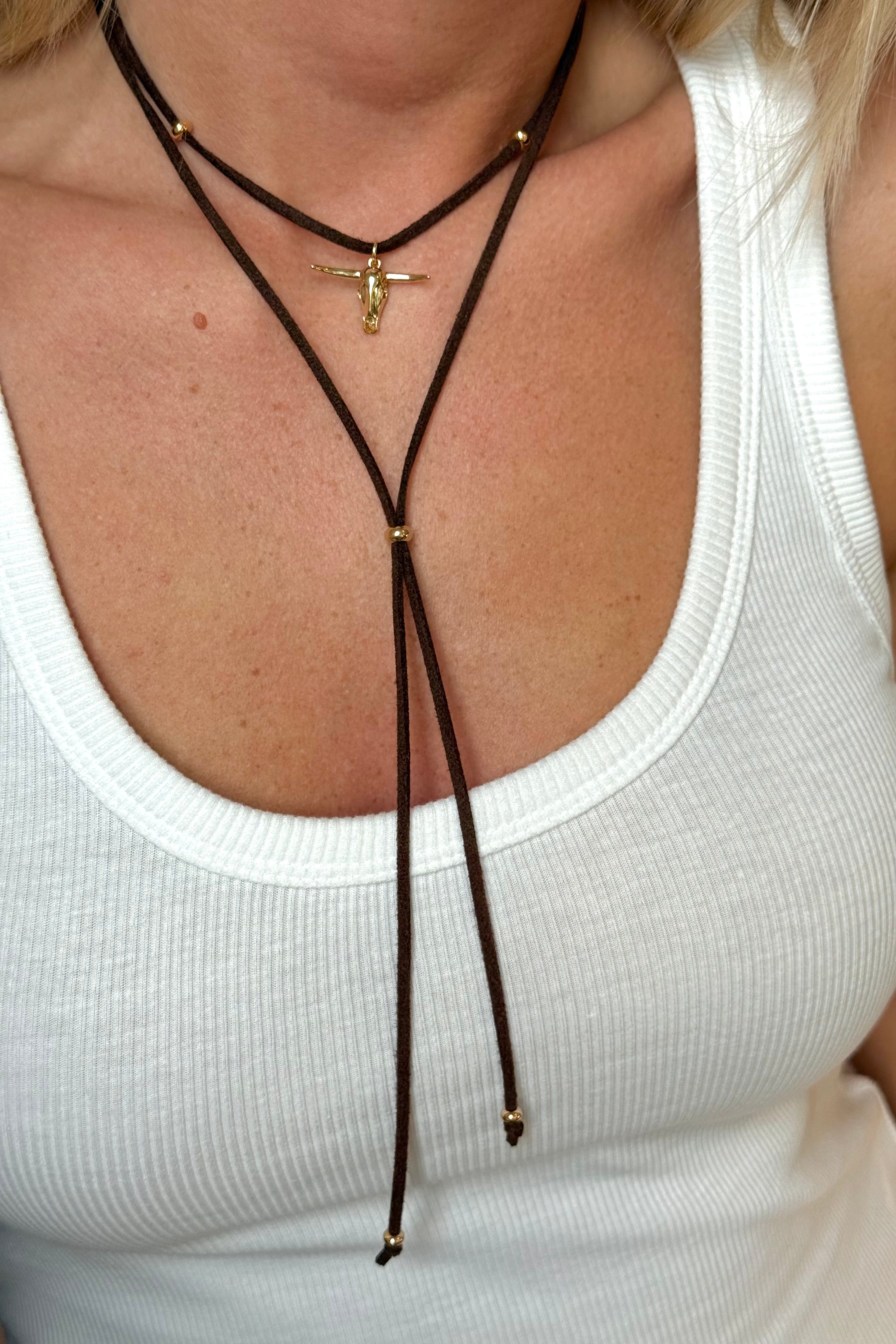 Longhorn Bolo Wrap Necklace